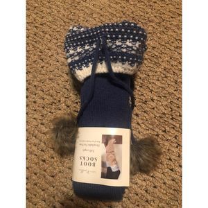 Tall Boot Socks Blue and White